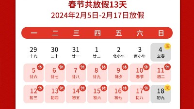 瑞龍呈祥，新年新禧丨靈科超聲波2024年春節(jié)放假通知